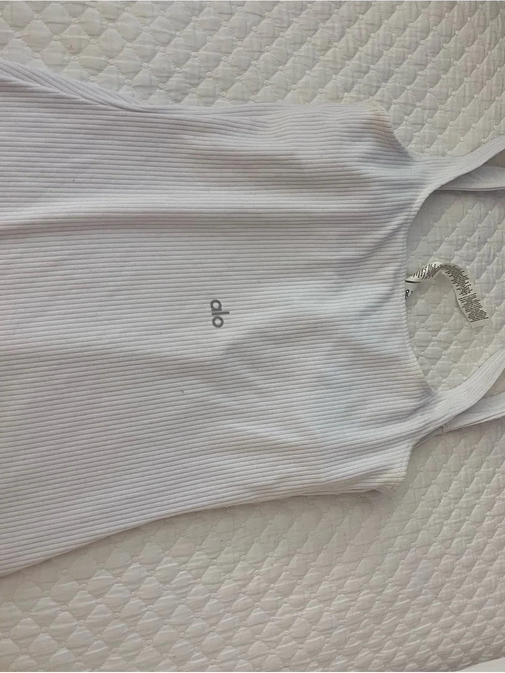 ALO Yoga White Ribbed Square Neck Tank